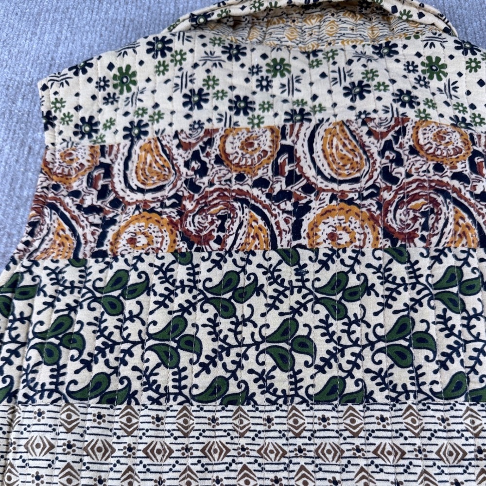 Young Thread Boho Patchwork‎ Quilted Vest – Cotton Zip Front Cottagecore Size M - Picture 7 of 11